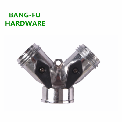 Bangfu  Heavy Duty Zinc Hose Connector 2 Way  Garden Y Hose Connector